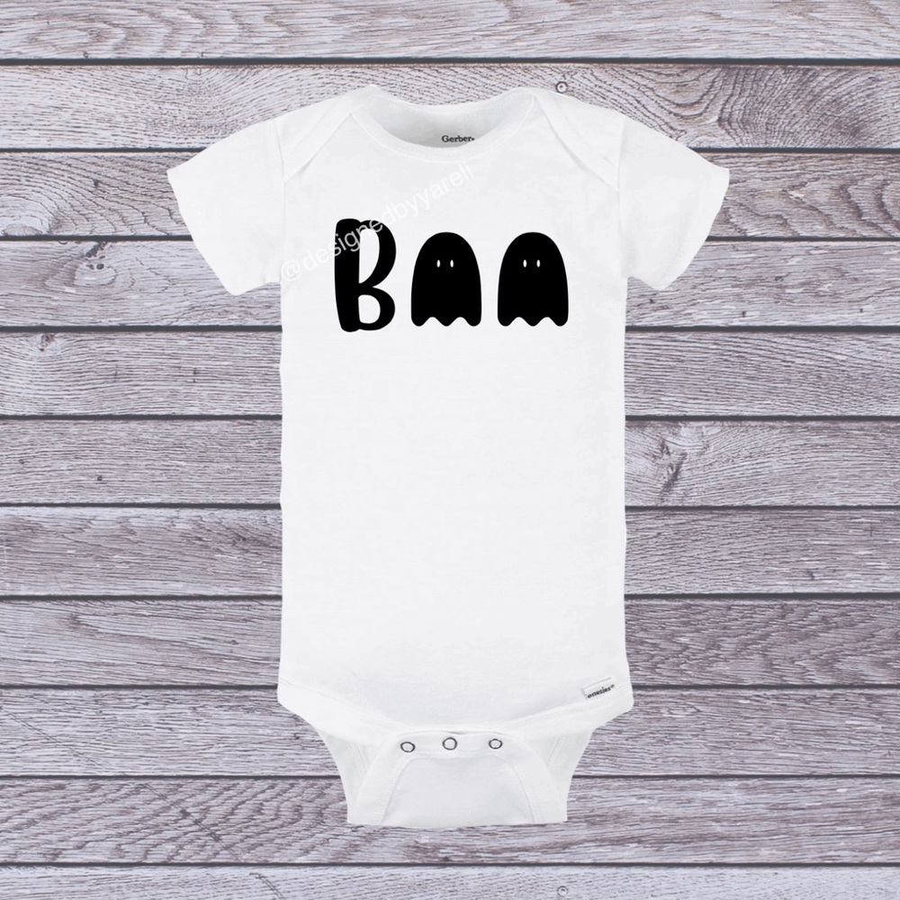 Boo ghost white vinyl Gerber onesie